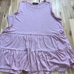HAEOF Pink Sleeveless Tiered Ruffle Tunic Top Size XL
 Pink Top
